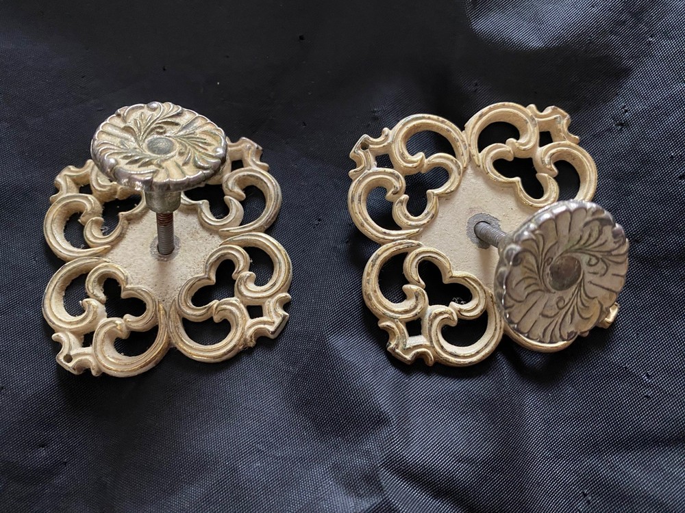 Antique Vintage Drawer Pulls Cabinet Knobs | Ivory Lace Openwork