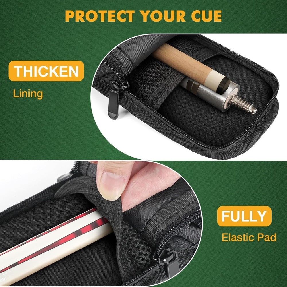 Durable 1x1 Pool Cue Bag - Lightweight Polyester Case with Organizing Pockets