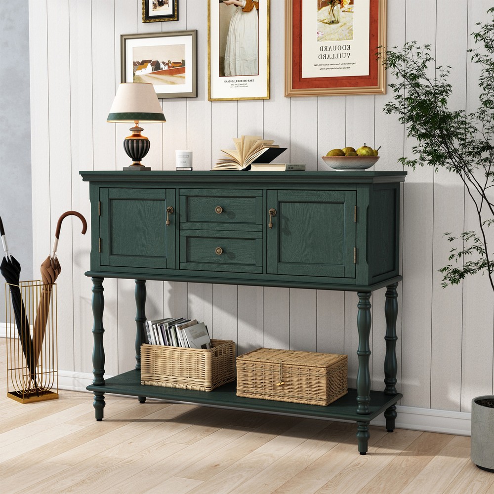 Sideboard Storage Dining Buffet Cabinet Console Table with Shelf&Drawers Green