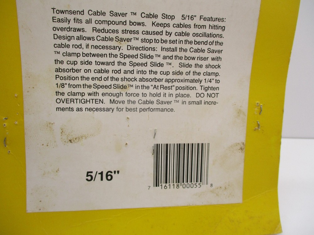 NOS TOWNSEND ARCHERY COMPOUND BOW 5/16" CABLE SAVER STOP