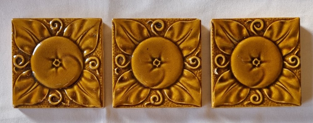 Three Arts & Crafts Tiles. 3"x3"