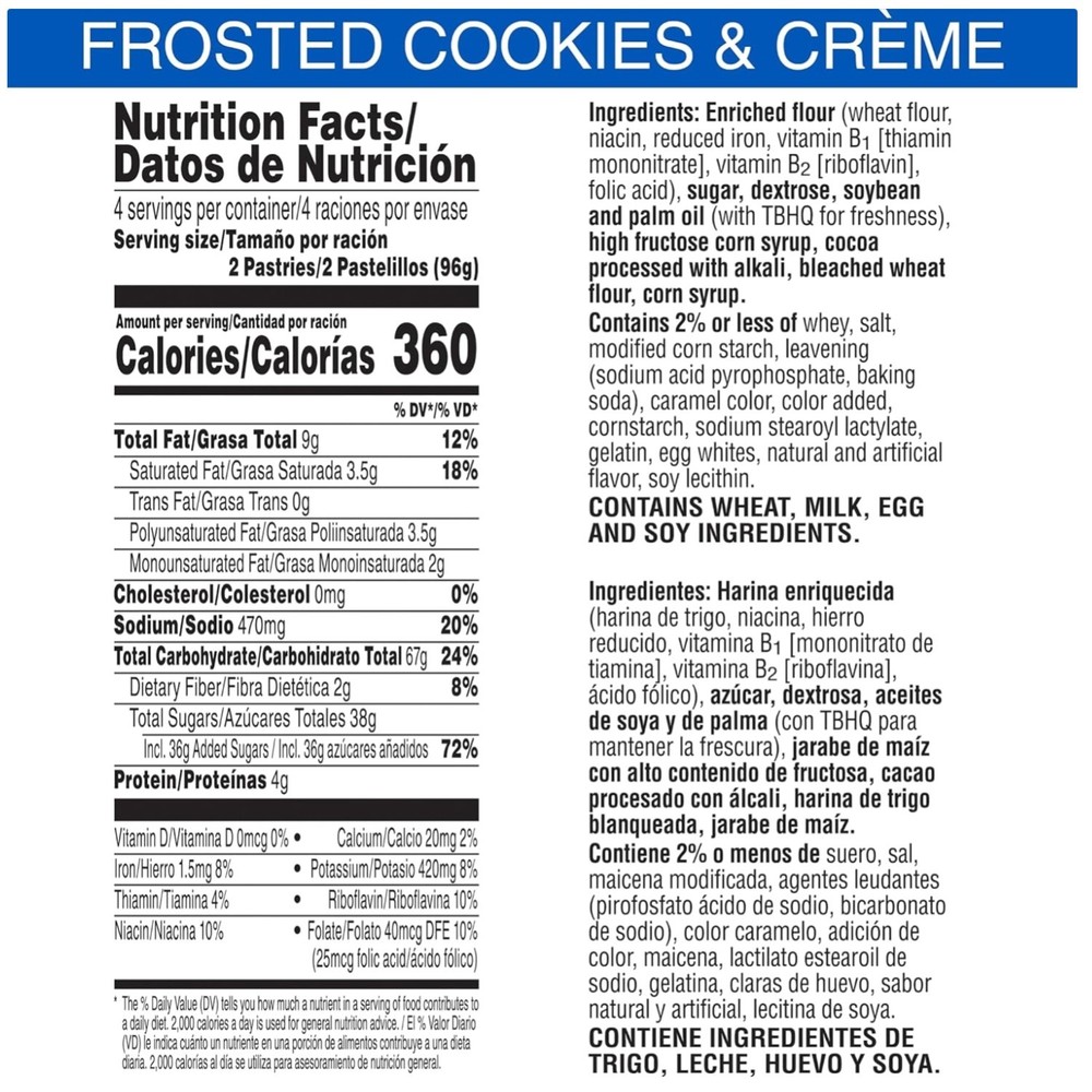 Kids Snacks: Cookies & Creme Toaster Pastries 96ct