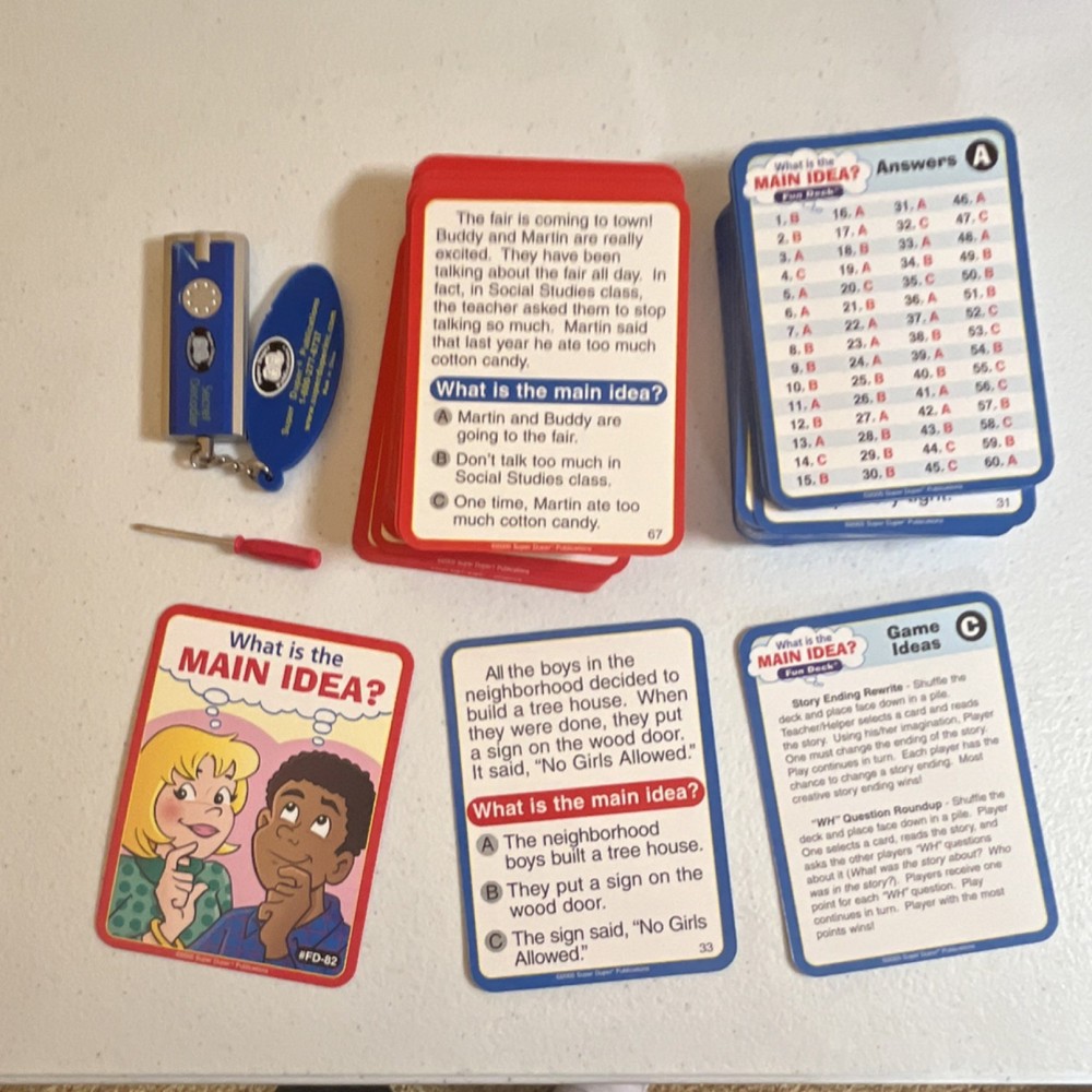 Super Duper Publications What is the Main Idea? Fun Deck Decoder FD82 Ages 4-11