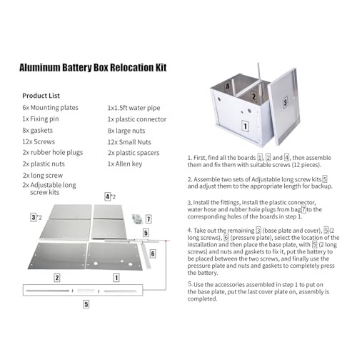 Universal Complete Aluminum Battery Box Relocation Kit suit for