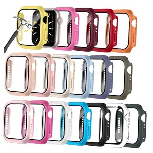 18 Pack PC Screen Protector Case Compatible with Apple Watch 46mm Series 10/11