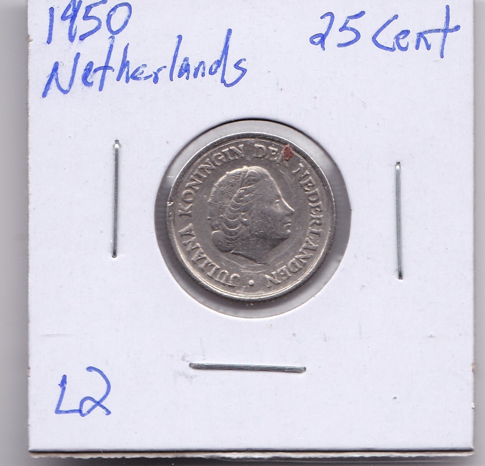 1950 Netherlands 25 Cent L2