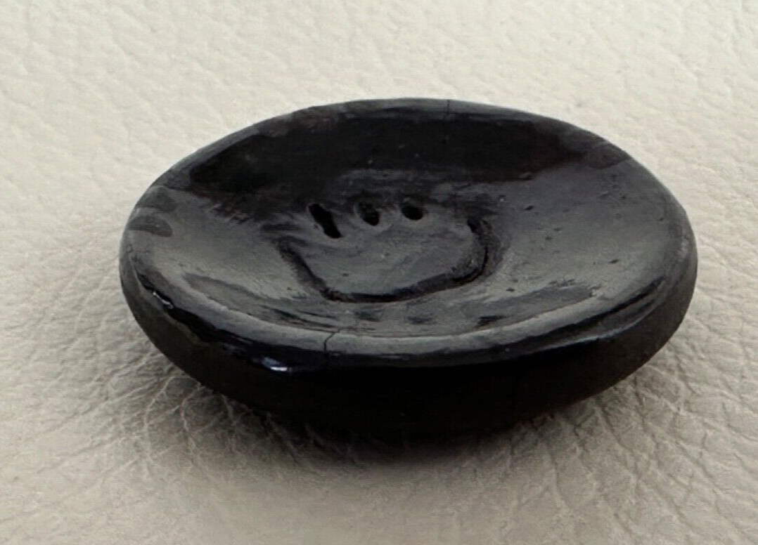 LINDA JO'POVI ASKAN VINTAGE Santa Clara Miniature Black Pottery 1" TRAY