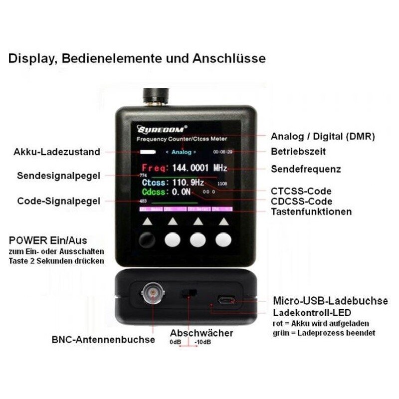 SF401 Frequency Counter CTCCSS DCS Decoder Detect HAM Radio 27~3000Mhz Tester