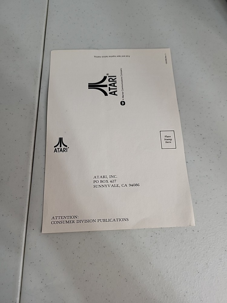 Atari Mail-in Insert, Vintage