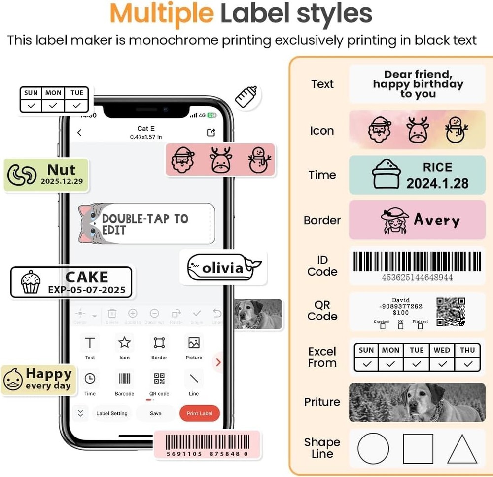 Compact D30 Bluetooth Label Maker: Ideal Thermal Printer for Kids & Teachers