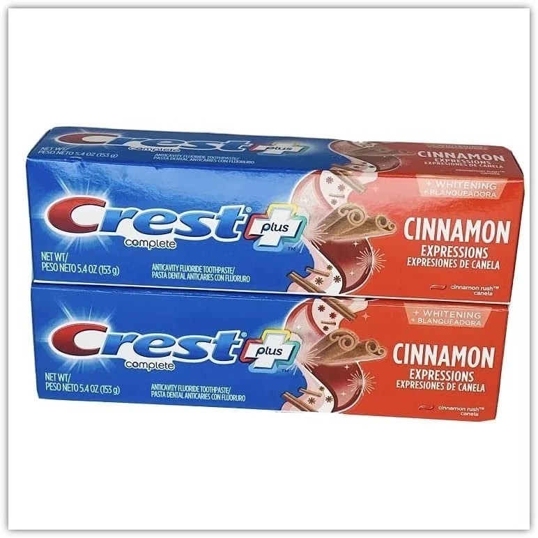 Crest Plus Complete + Whitening Cinnamon Rush Expressions 5.4 oz 2 Boxes