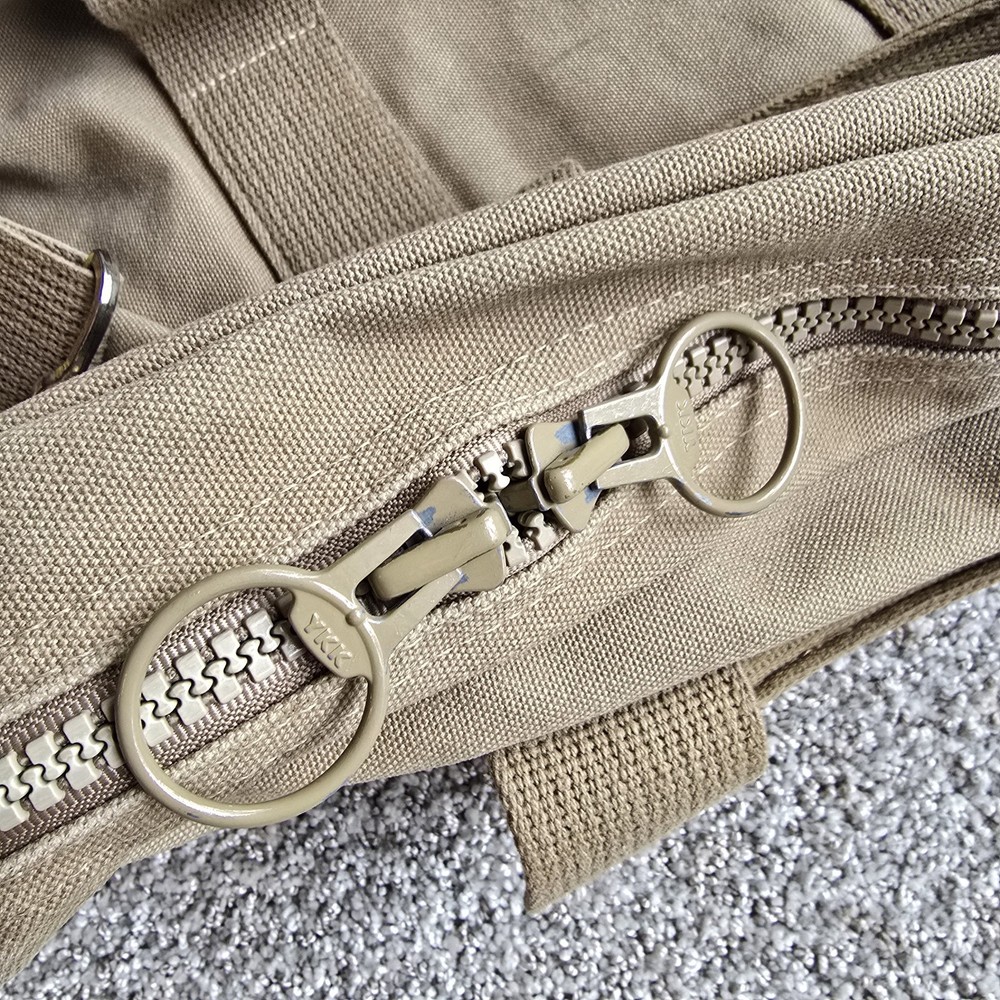 Landsend - Neutral Taupe Canvas Briefcase Messenger - Handle & Shoulder Strap