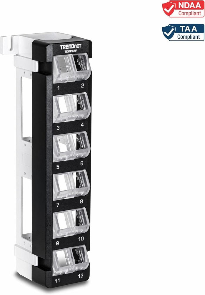 TRENDnet 12-Port Blank Angled Wall Mount Keystone Patch Panel, TC-KP12V, Use wit