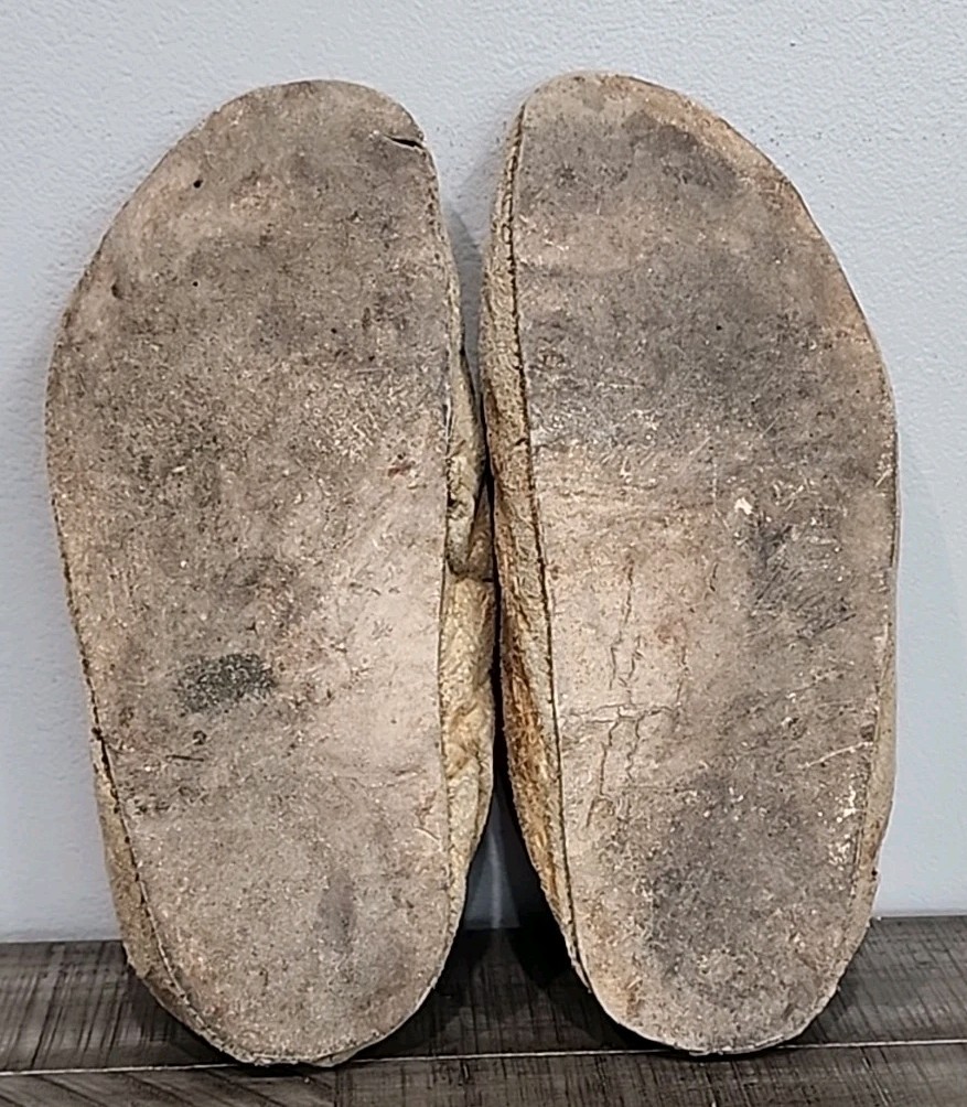 Northern Plains Moccasins with beaded Geometric Pattern Tops C.1890