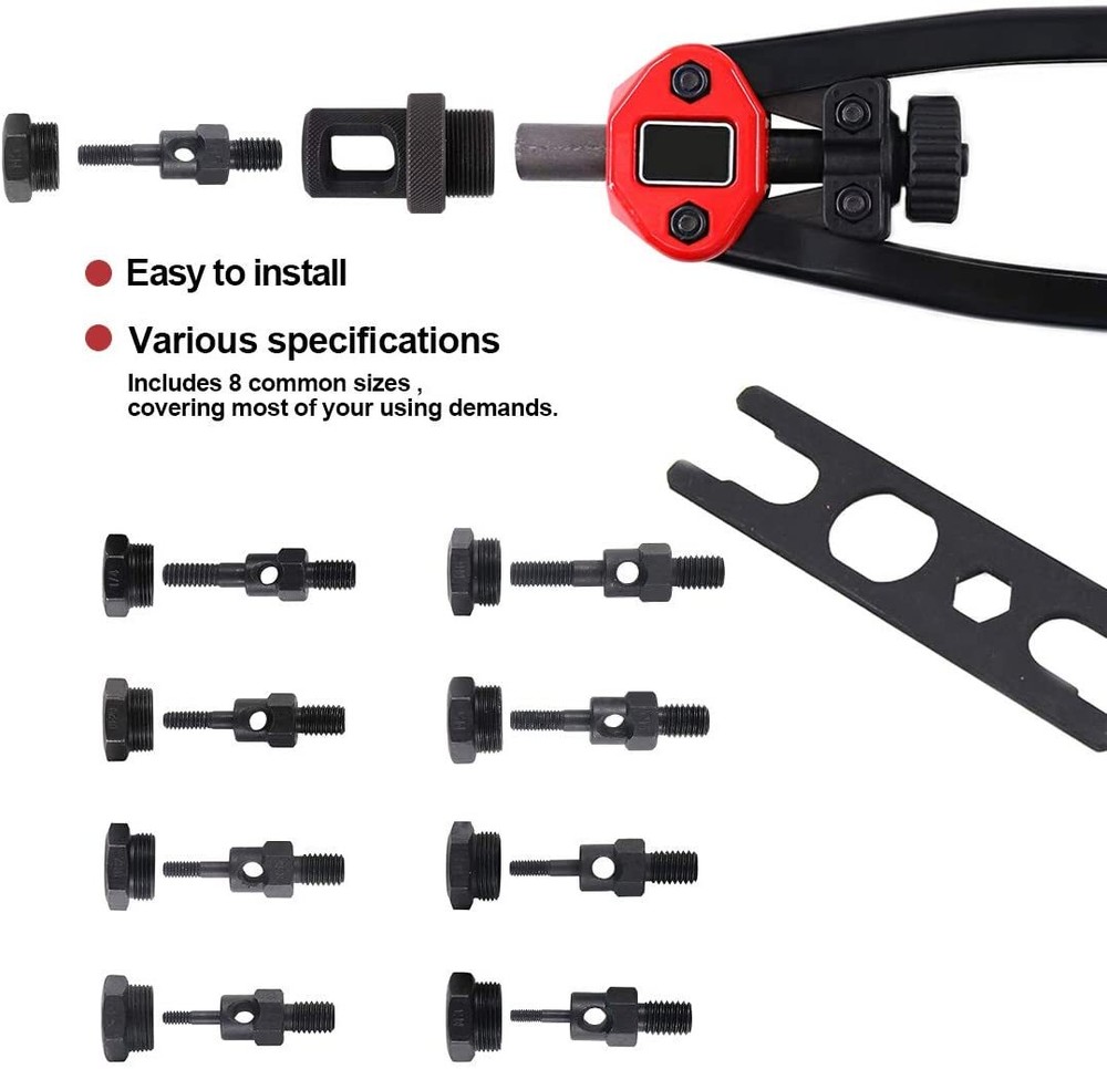 180PC Rivet Gun Nut Kit Rivnut Setting Tools NutSert Tool Hand Blind Riveter 13"