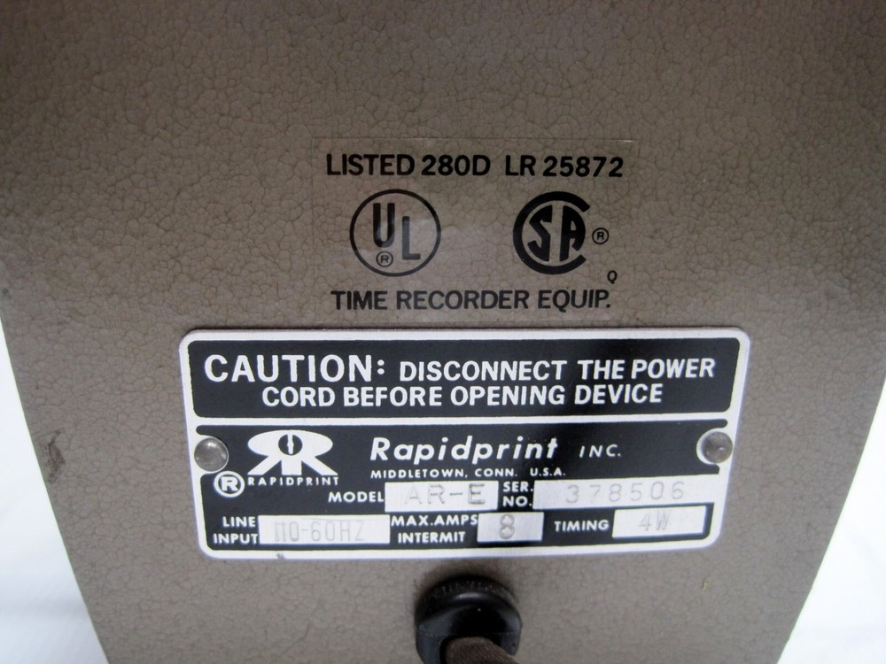 RapidPrint AR-E Electric Date Time Clock Stamp Machine With Key