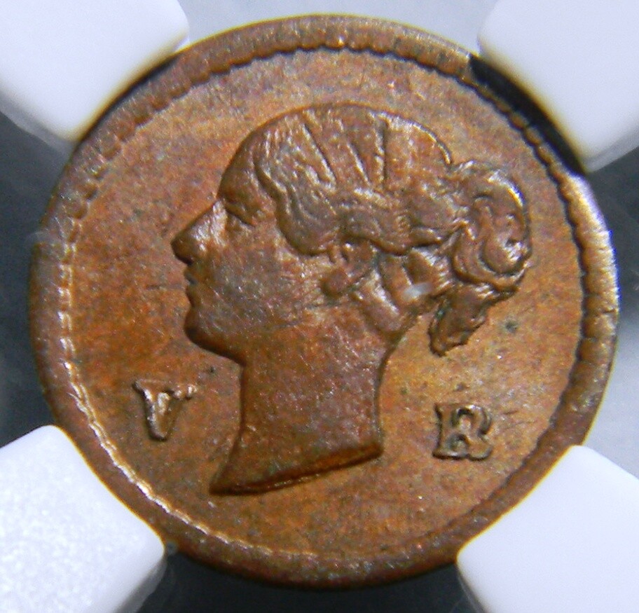 1848 Model Eighth Farthing Token NGC AU 58 BN