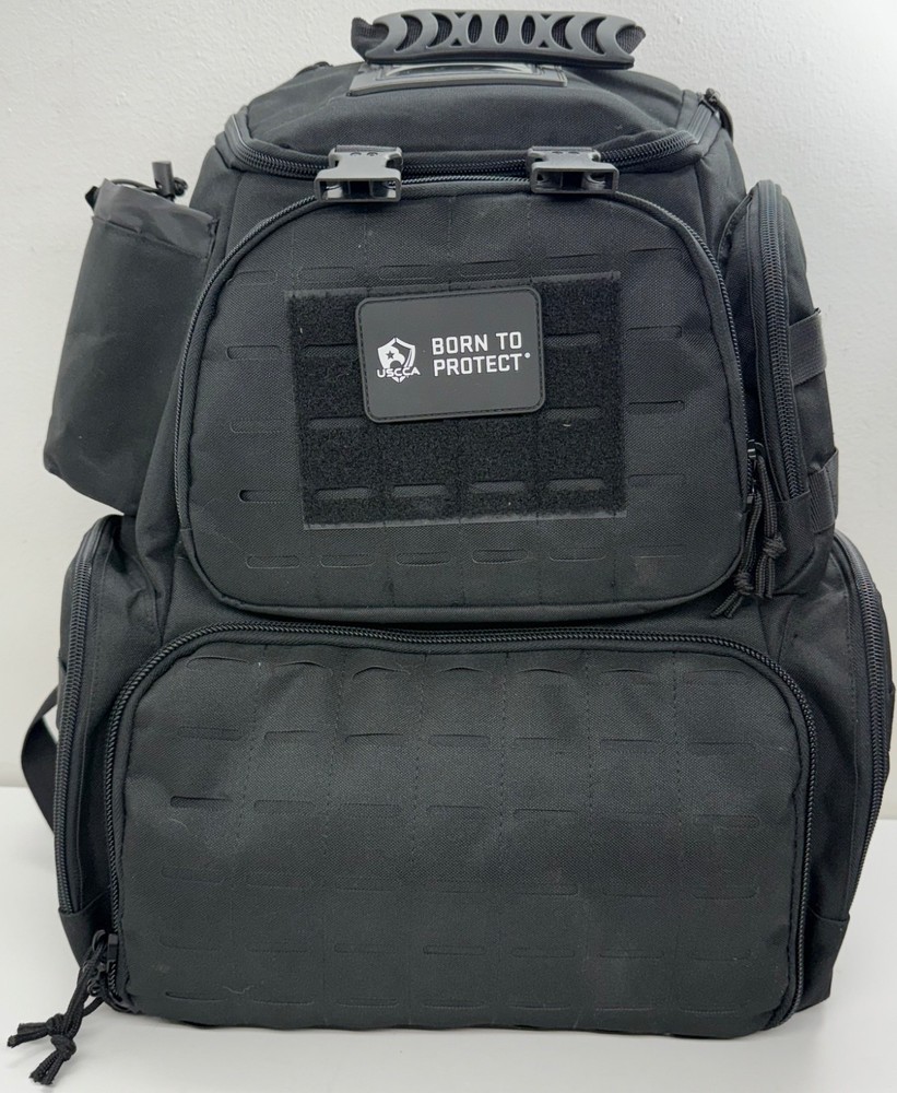 Range Bag Tactical Backpack Black Military Combat Case Pockets Zip Large 18”x15”