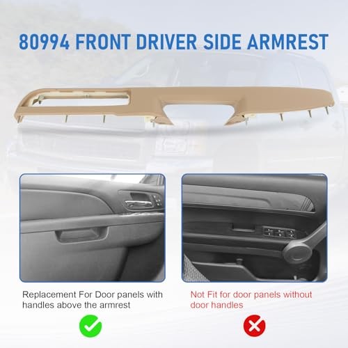 80994 Front Driver Side Armrest Repair Replacement For Chevy Avalanche Tan