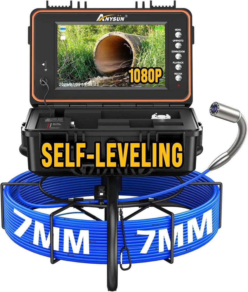 Sewer Camera 9'' IPS Screen 100ft 7mm Cable Drain Pipe Inspection Camera 5100mAh