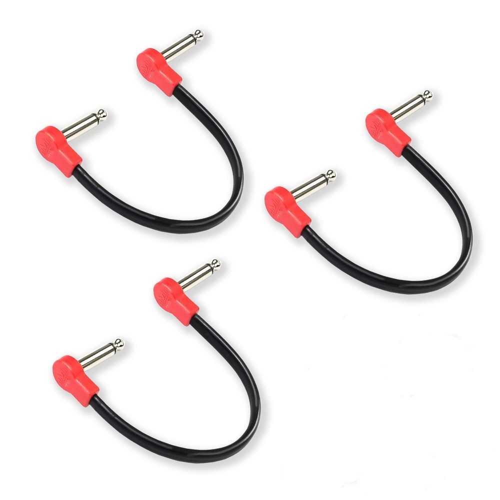 M MAKA Flat Low Profile Guitar Patch Cable 8 inch for 8"(S-Shaped), Red