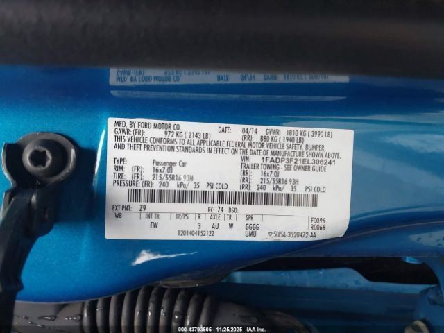 RIGHT REAR DOOR WINDOW REGULATOR OEM 2012 FORD FOCUS