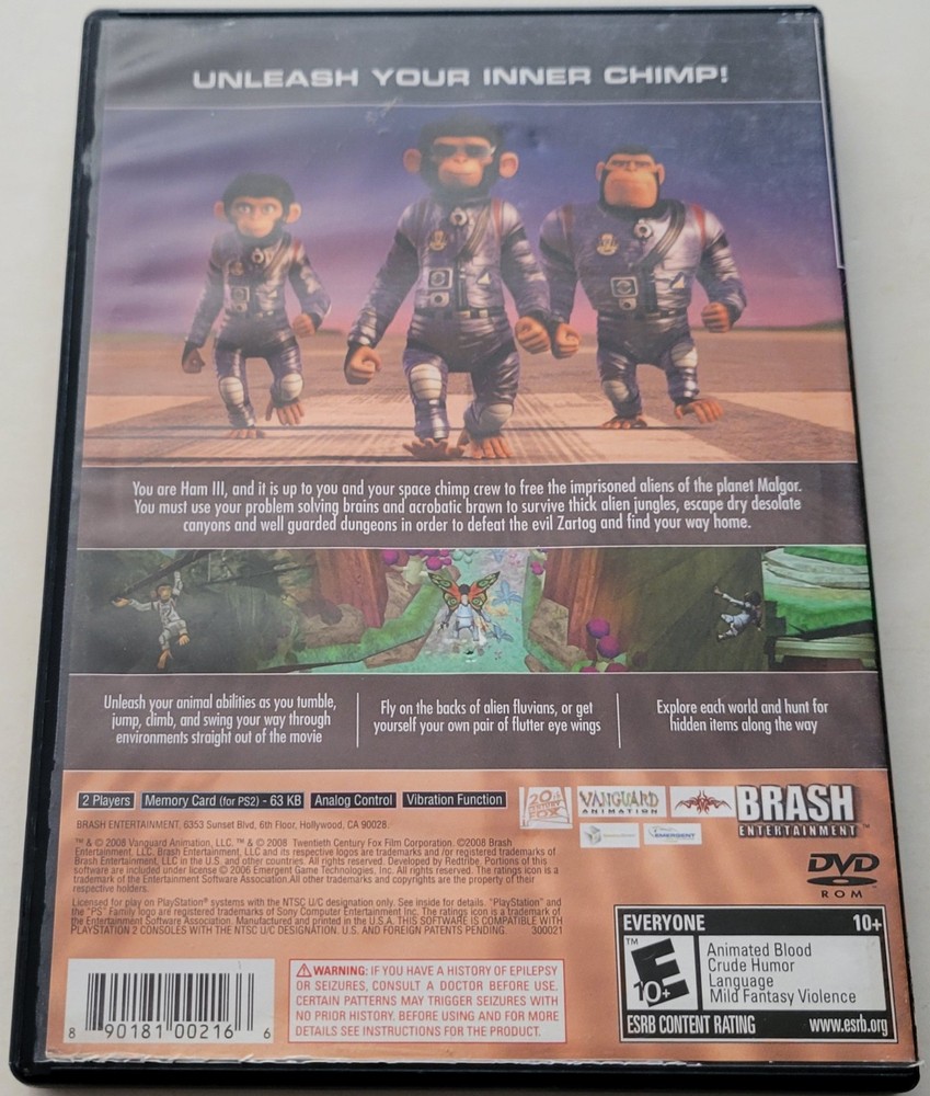 CASE & MANUAL ONLY - Space Chimps (PlayStation 2, 2008) PS2 Acceptable Cond!