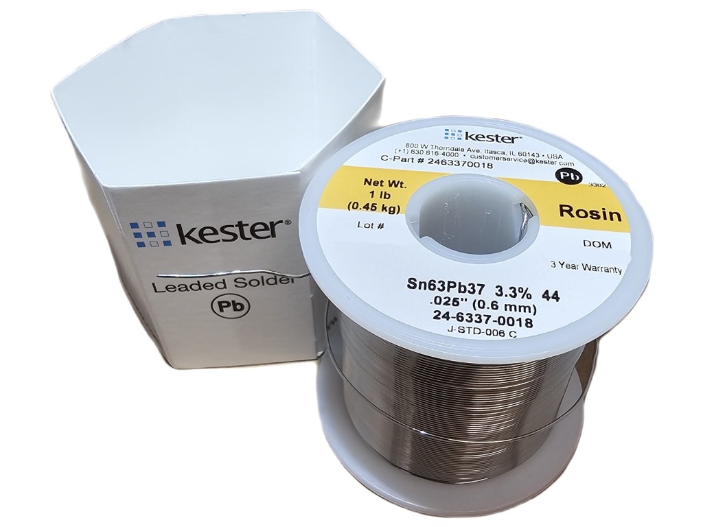 Kester 24-6337-0018 - Flux-Cored Solder Wire, Rosin Core, Leaded, Sn63Pb37,