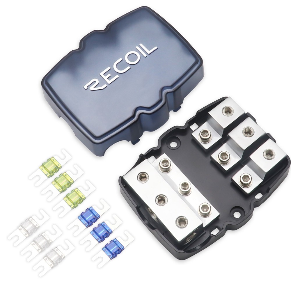 RECOIL MFH13 A  3-Way Mini-ANL Fused Distribution Block, Solid Brass