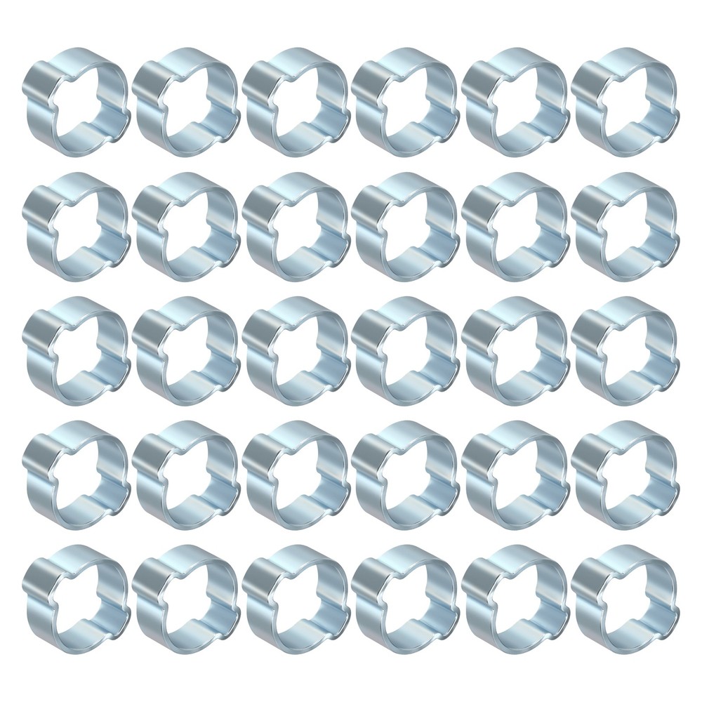30Pcs Galvanizing Plate Double Ear Hose Clamps, Adjustable 14-17mm