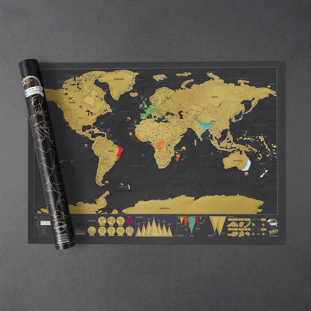 Luckies Scratch Map - Scratch Off World Map - Scratchable Travel Maps - Rub O...