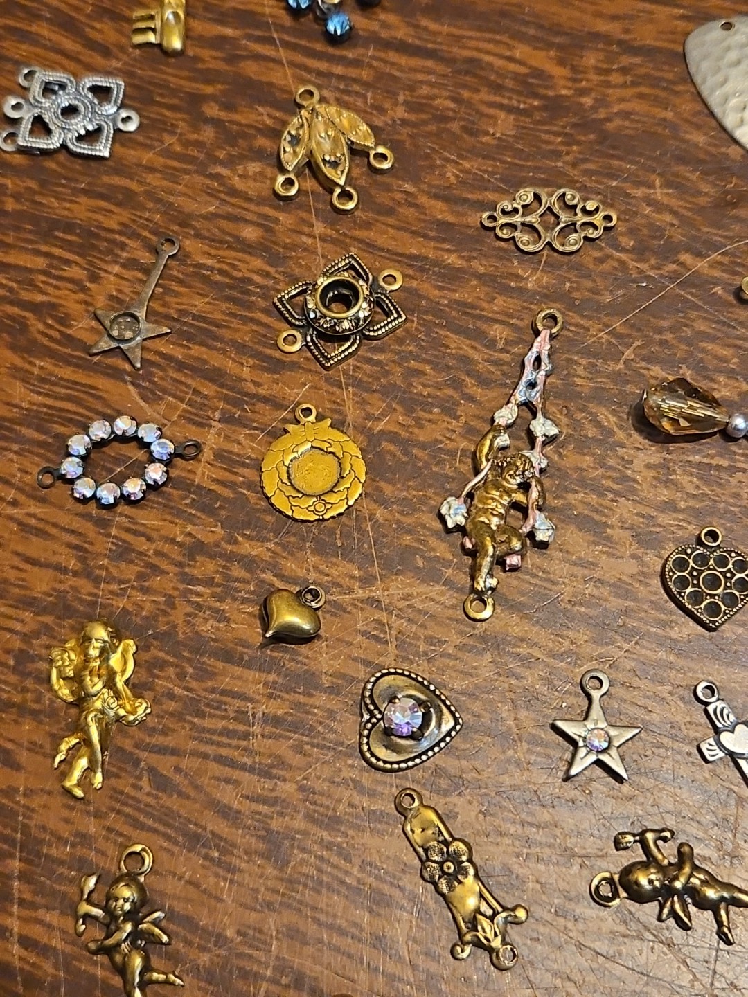 Lot Of 50 Mixed Parts Pcs France Vintage 60s Brass Stampings Findings Jewelry 25