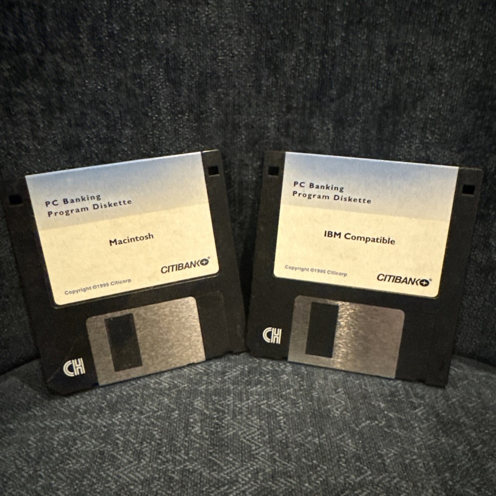 set of two Citibank PC banking program diskettes - Macintosh & IBM Compatible