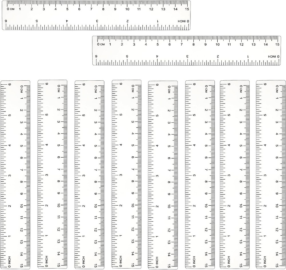 DIVINA VITAE 10 Pack Clear Ruler 6 Inch Small Plastic Transparent