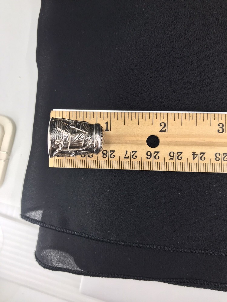 Sterling Silver Thimble Botanical Pattern