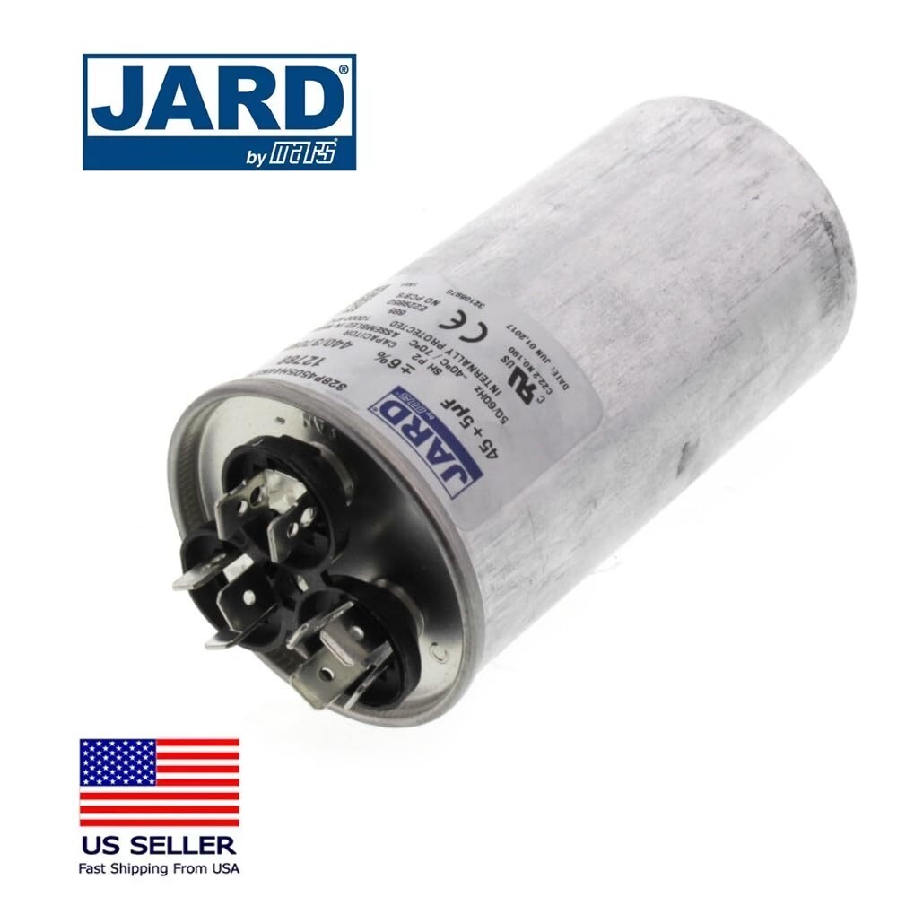 45 + 5 x 440/370 VAC Round Dual Run Capacitor by JARD # 12788