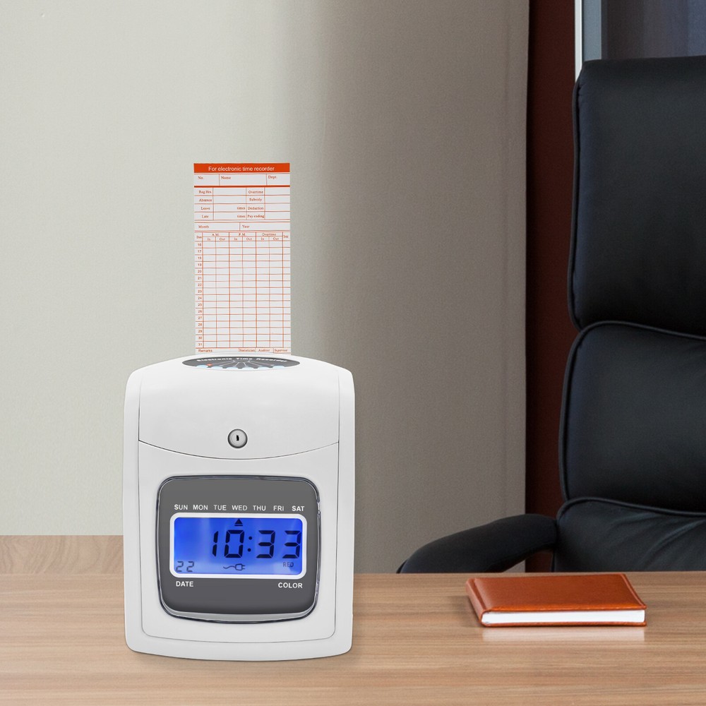 Time Clock Punch Card Employee Attendance Machine LCD Display Check- in Machine