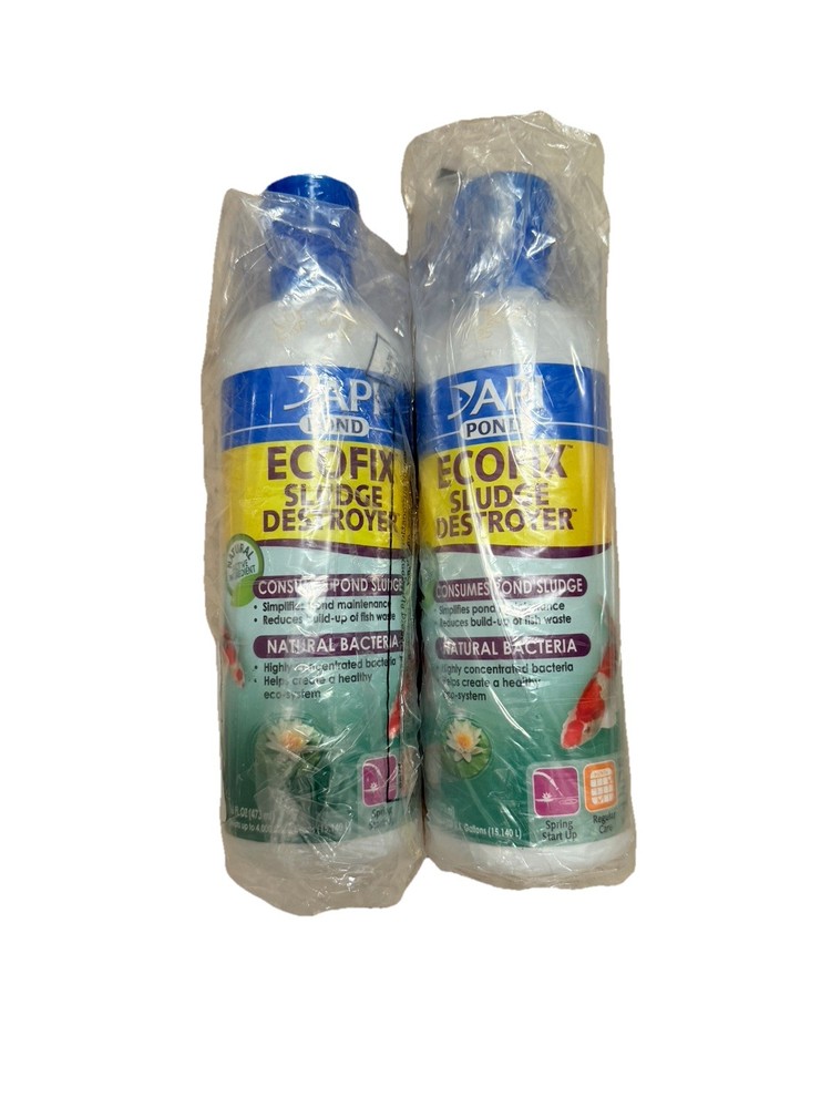 2- API POND ECOFIX SLUDGE DESTROYER Bacterial cleaner Pond Clarifier16-OZ Bottle