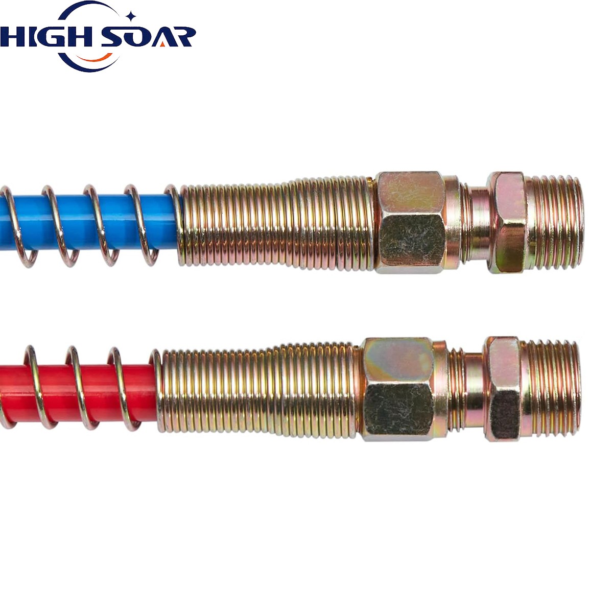 15' Red And Blue Coil Coiled Air Line Hose Set Trailer Brake 1/2" Fittings