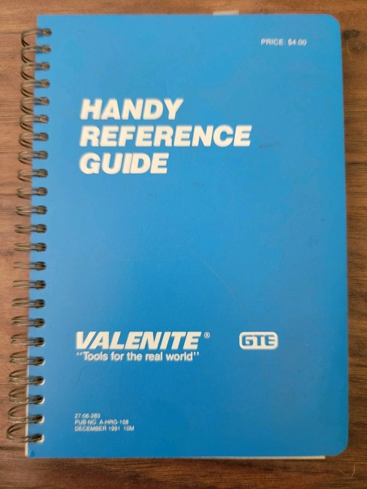 Valenite Handy Reference Guide Milling Drilling Reaming 1991 GTE Tools