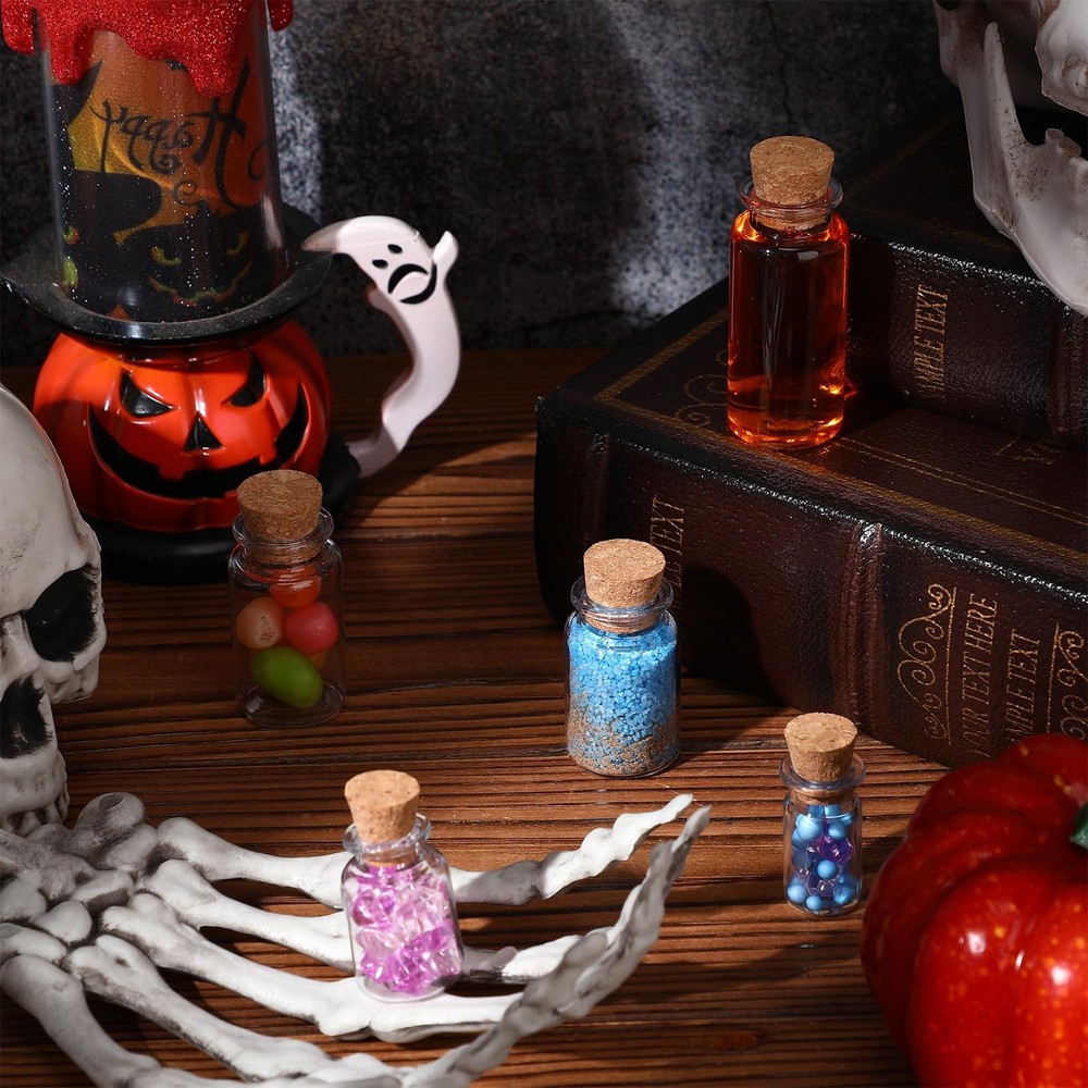 Mini Plastic Bottles with Corks Stoppers Eye Screws Funnels Small Potion Bott...