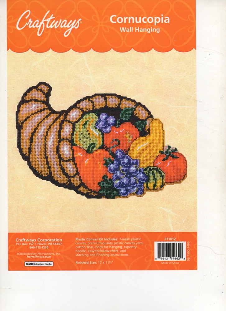 CORNUCOPIA  WALL HANGING  7ct plastic canvas  PATTERN (#TF0210)