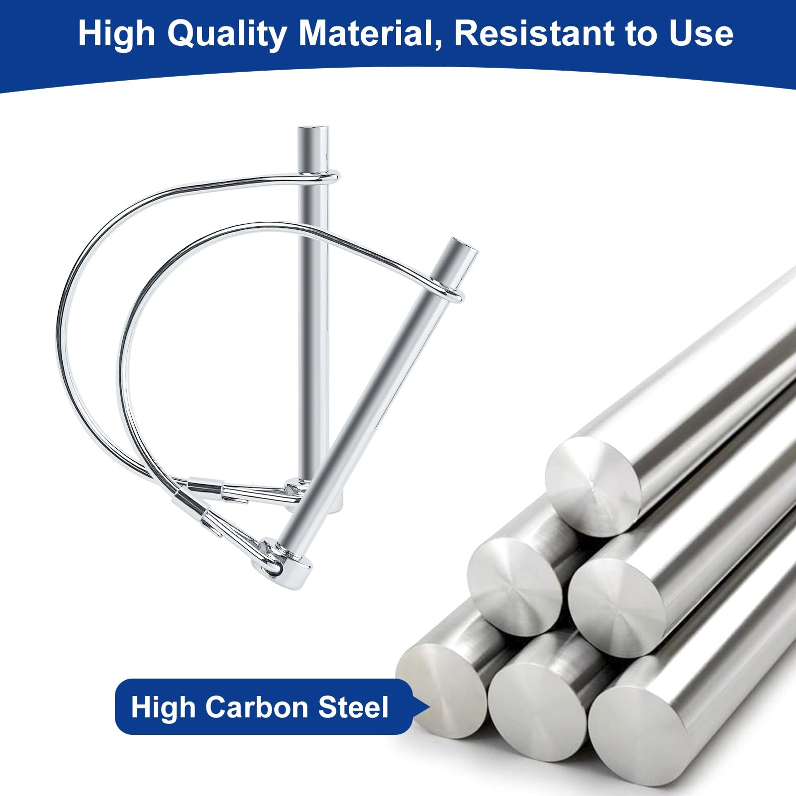 HAOIOKCS 2pcs Professional Trailer Hitch Pin, 1/4 inch x 4 inches, Silver