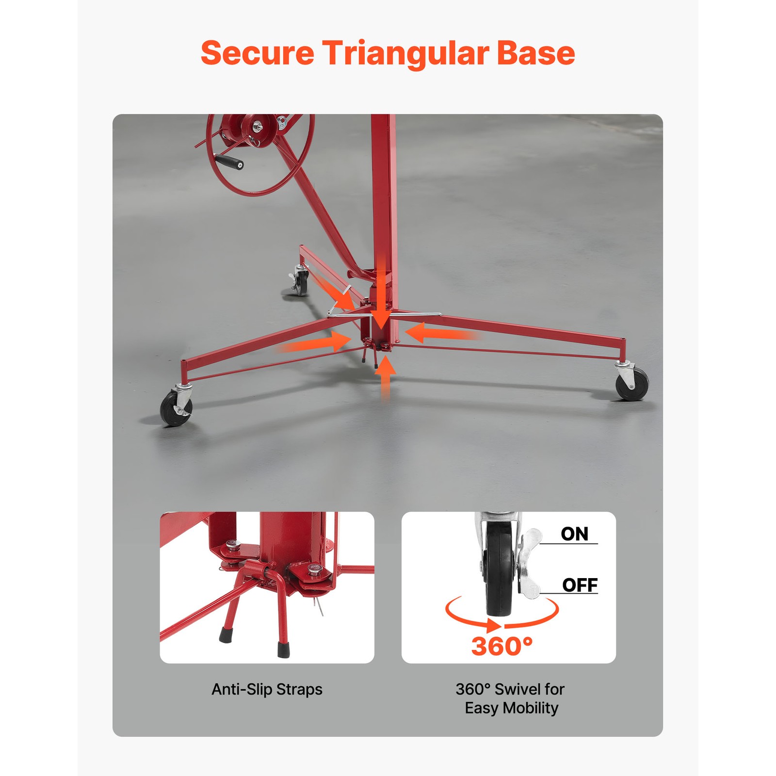 Uimoso 11ft Drywall Lifter Hoist 150 lbs Capacity Adjustable Arm Locking Wheels