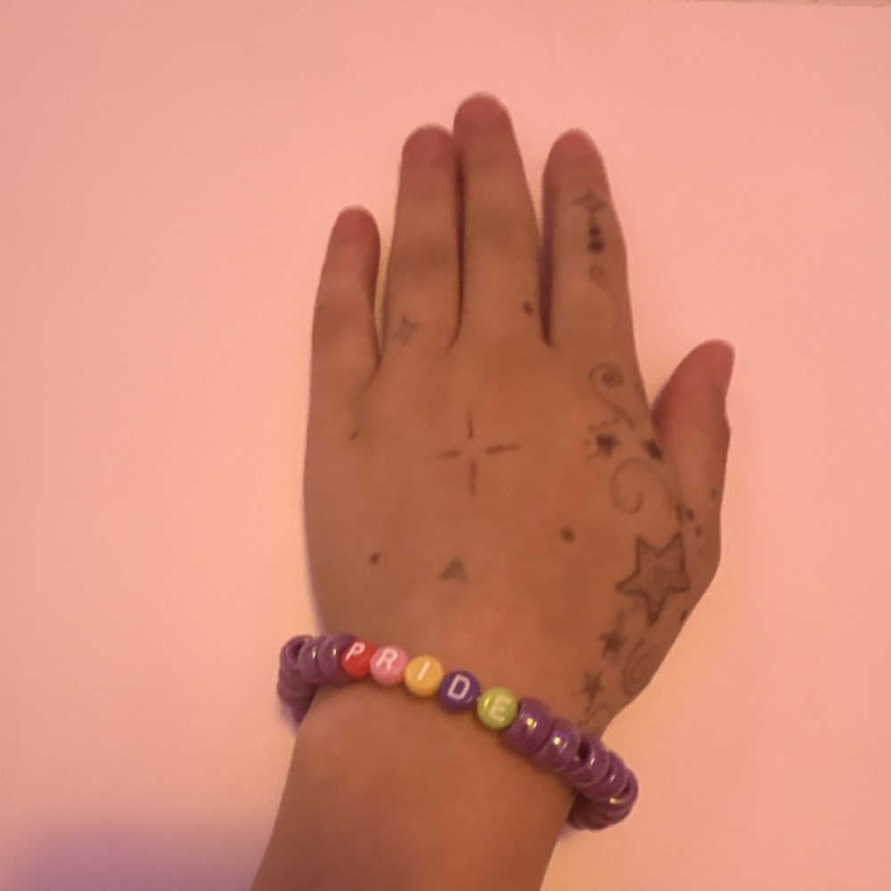 Handmade beaded PRIDE bracelet