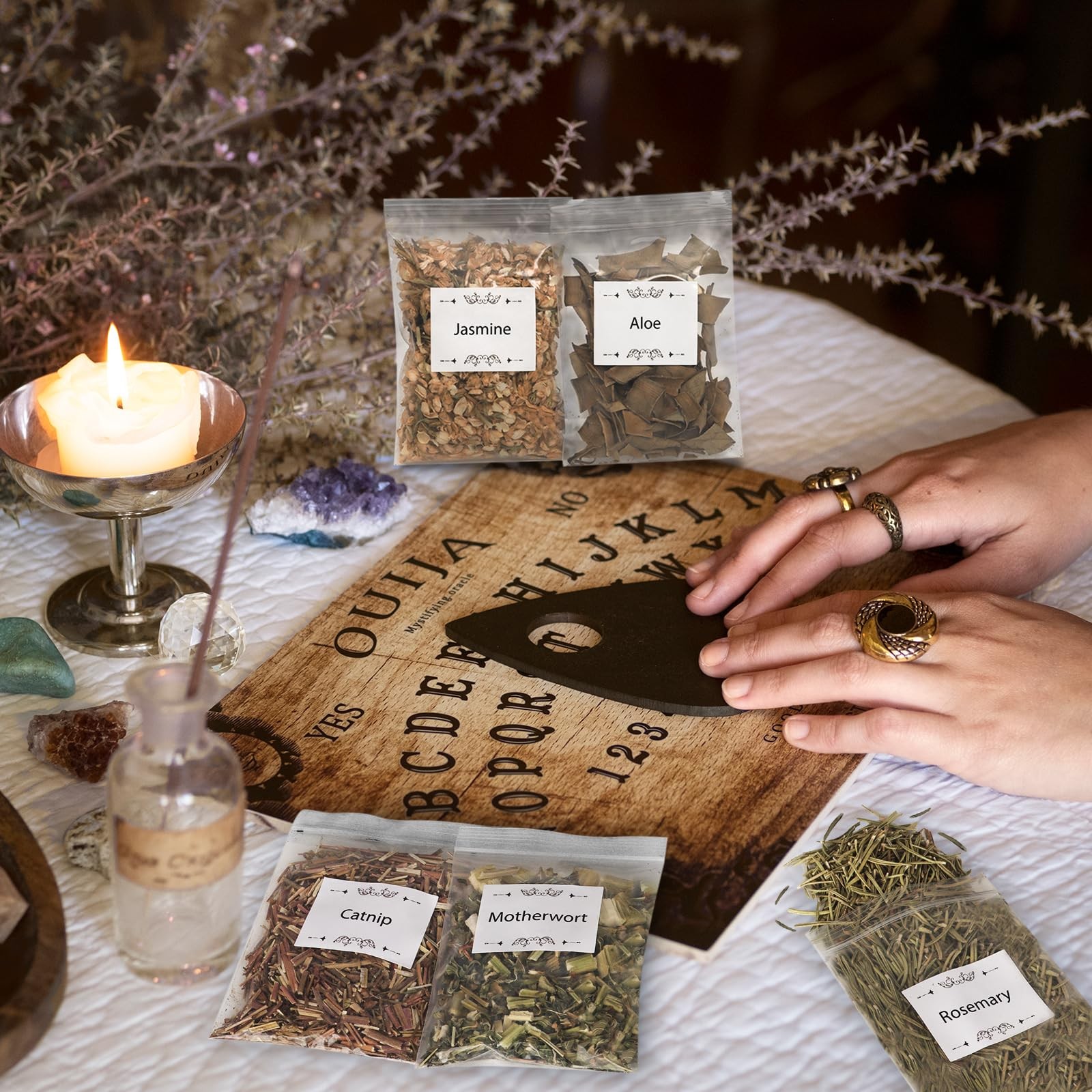 35Pcs Dried Herbs for Witchcraft Supplies, Herb Kit Witch...