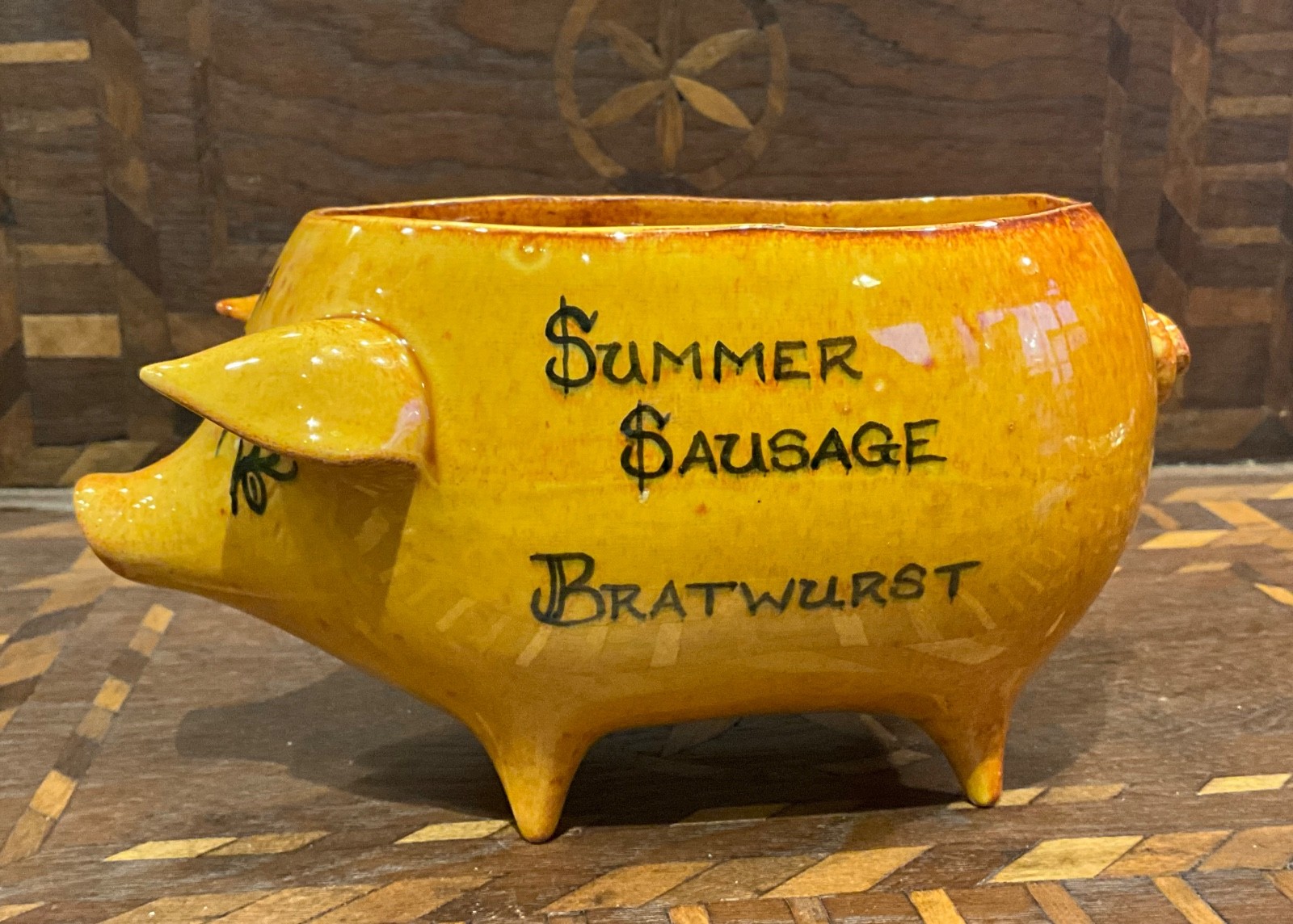 Ceramic Amana Meat Shop Pig Colonies Ham Bacon Bologna RARE planter / bowl ?