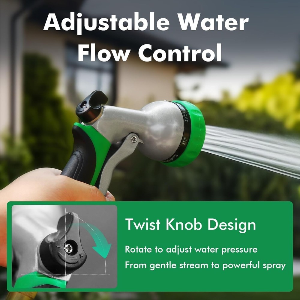 Ergonomic Garden Hose Nozzle – 7 Spray Patterns, Flow Control & Leak-Proof