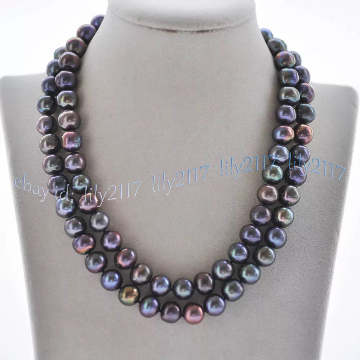 Genuine Natural Peacock Black Freshwater Pearl Necklace Jewelry 14-100" 7-8mm