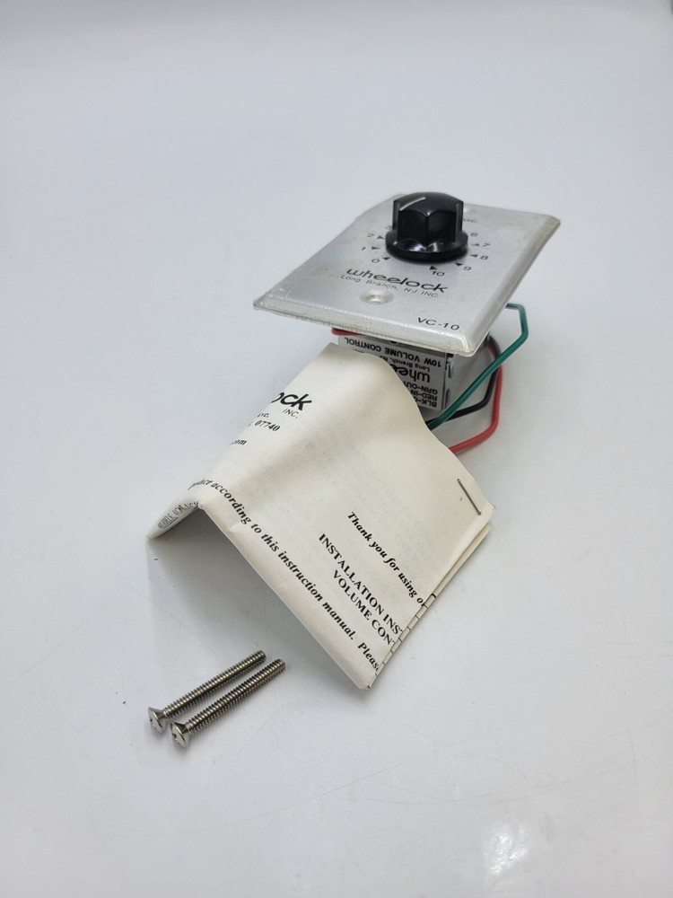 Wheelock VC-10 Volume Control Wall Mount Black Knob 10 Watt for Paging System